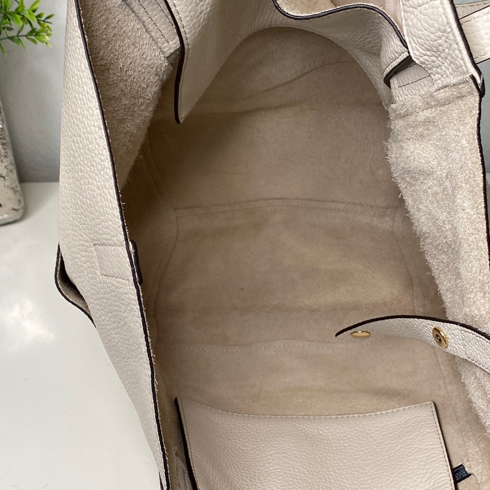 Michael Kors Ashbury Large‎ Grab Pebble Leather Tote Beige Ivory - Picture 7 of 12